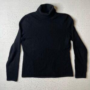 Lord & Taylor Black 100% Cashmere Turtleneck Sweater Size L